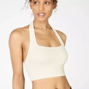 Fabletics Cloud Cream Piper Seamless Halter Sports Lounge Bra Bralette M